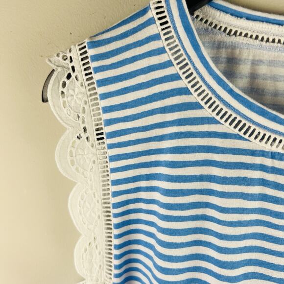 Lilly Pulitzer Agee Zanzibar Happy Stripe Agee Dress XL Blue White Lace Beach - Picture 5 of 8